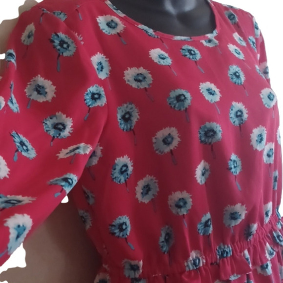 J . Crew floral dress size 2.Red with Blue and off white flowers. Beautiful. - Picture 5 of 15